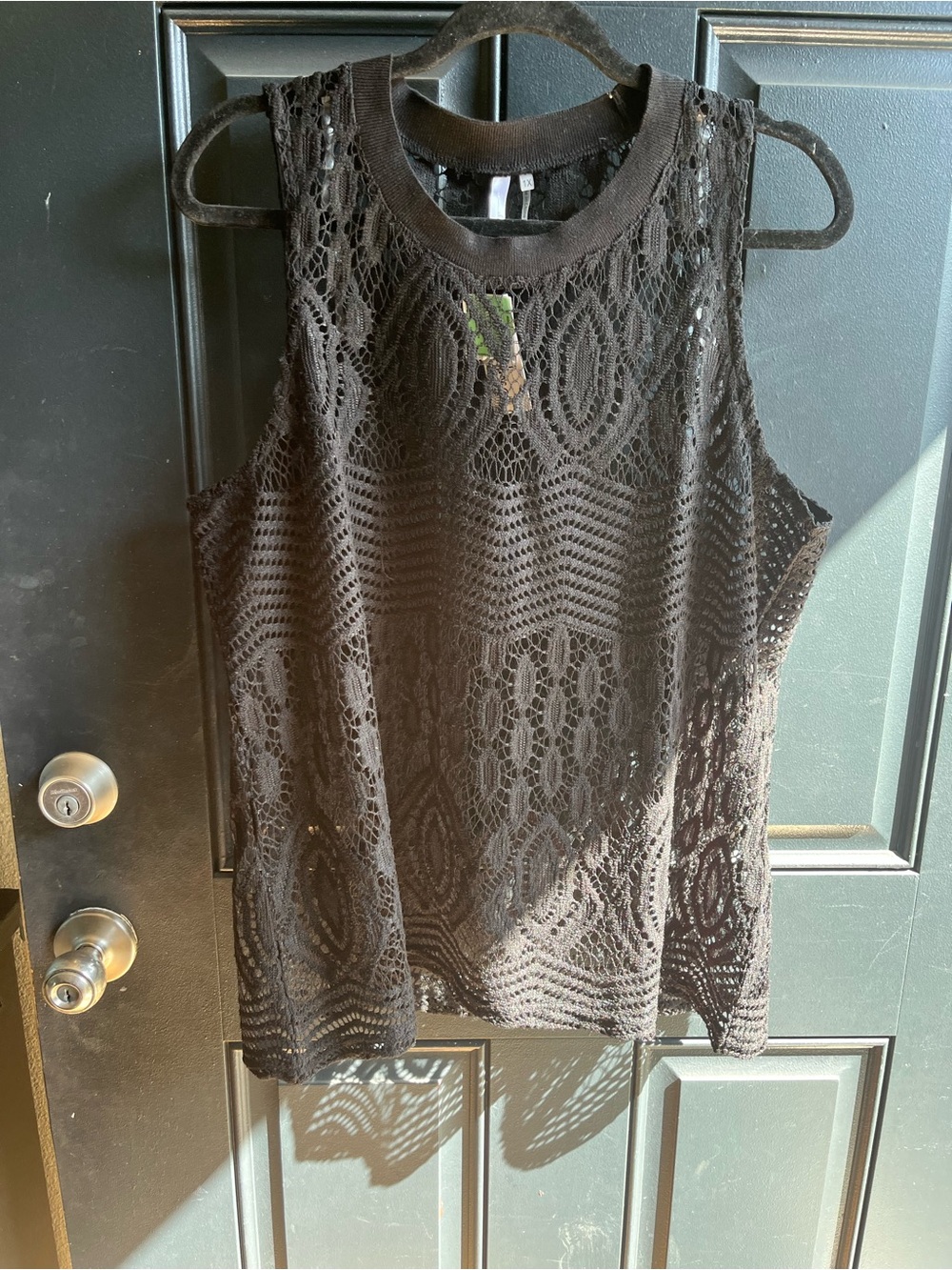 Women's Black Lace Tank Top - Sleeveless Knit Layering Tee